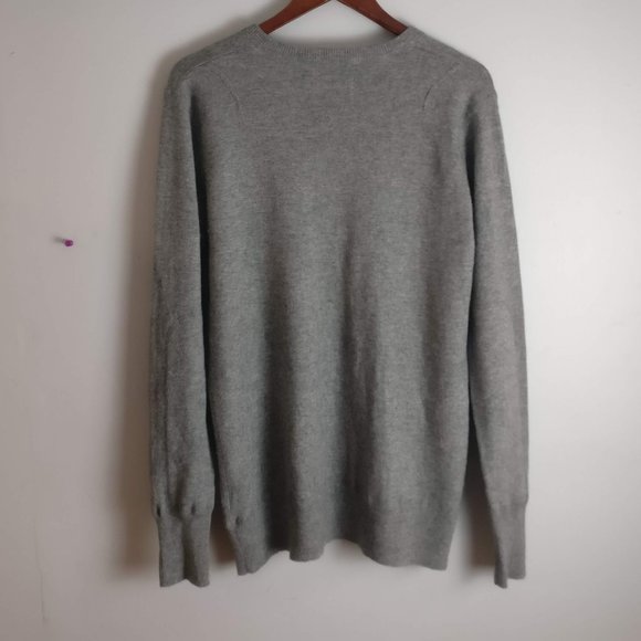 wings + horns Cashmere Wool Ribbed Sweater 80%Wool 20%Cashmere Lux Heather grayL - Picture 3 of 8